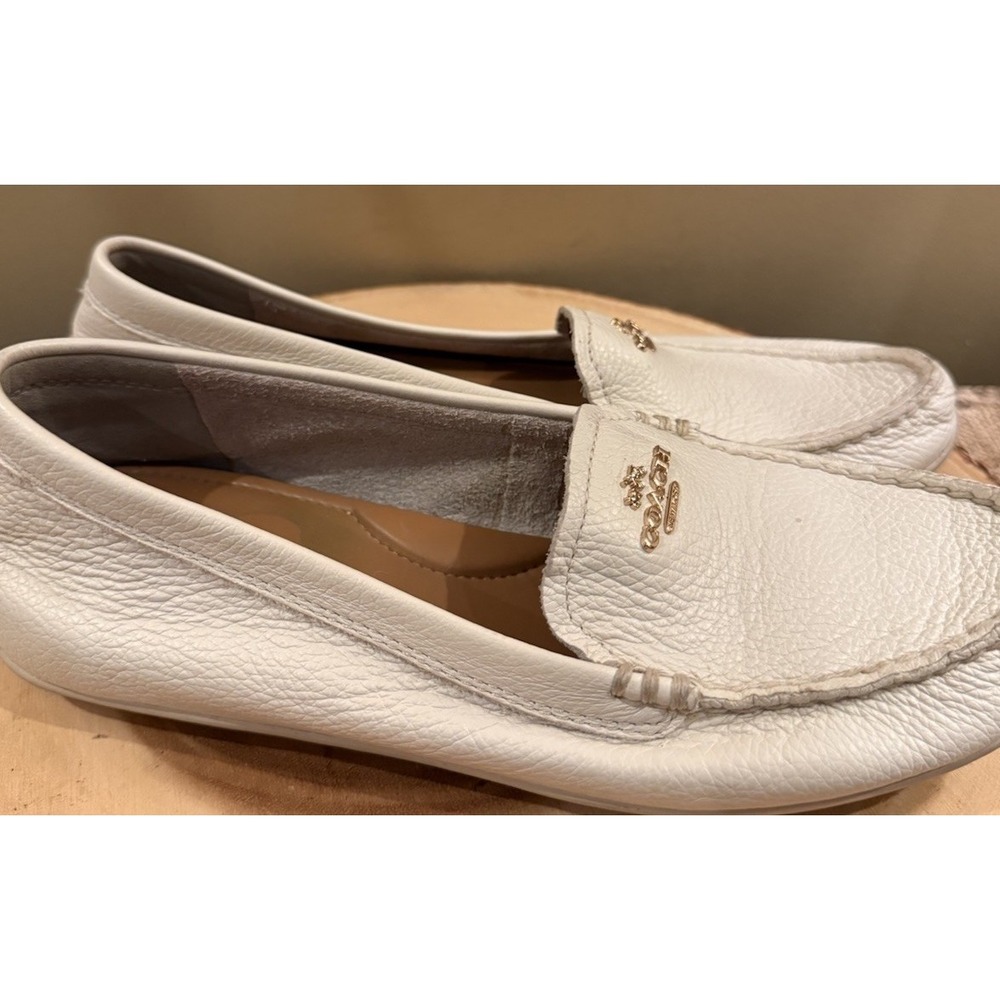 Coach Mary Lock Up Driving Mocs Shoe Loafer White Bone 8.5‎ B Slip-On Leather - Picture 4 of 11